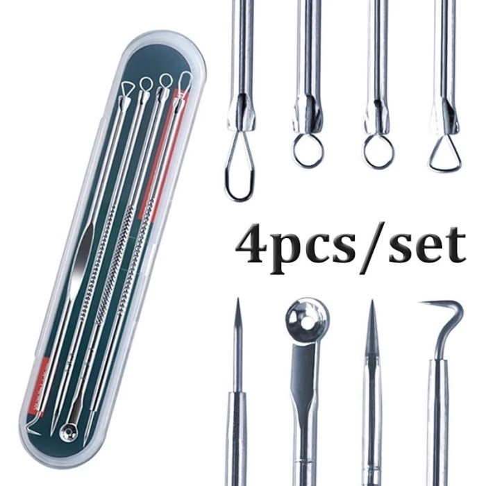 Alat Pembersih Komedo 4in1 + Box (Jarum Komedo Jerawat)