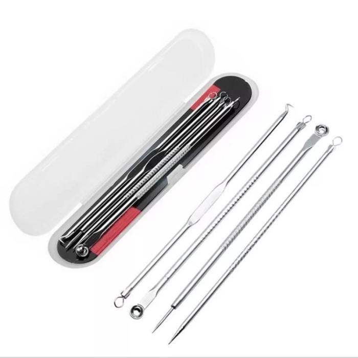 Alat Pembersih Komedo 4in1 + Box (Jarum Komedo Jerawat)