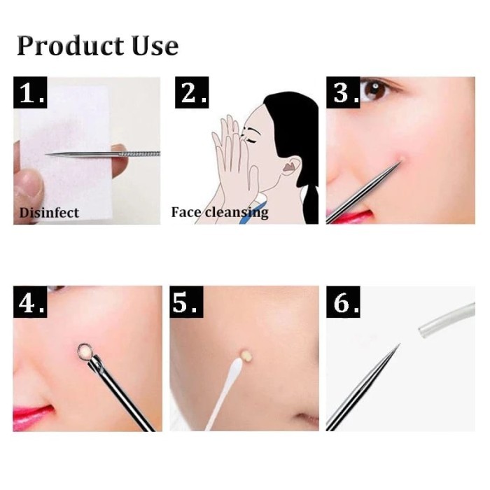 Alat Pembersih Komedo 4in1 + Box (Jarum Komedo Jerawat)
