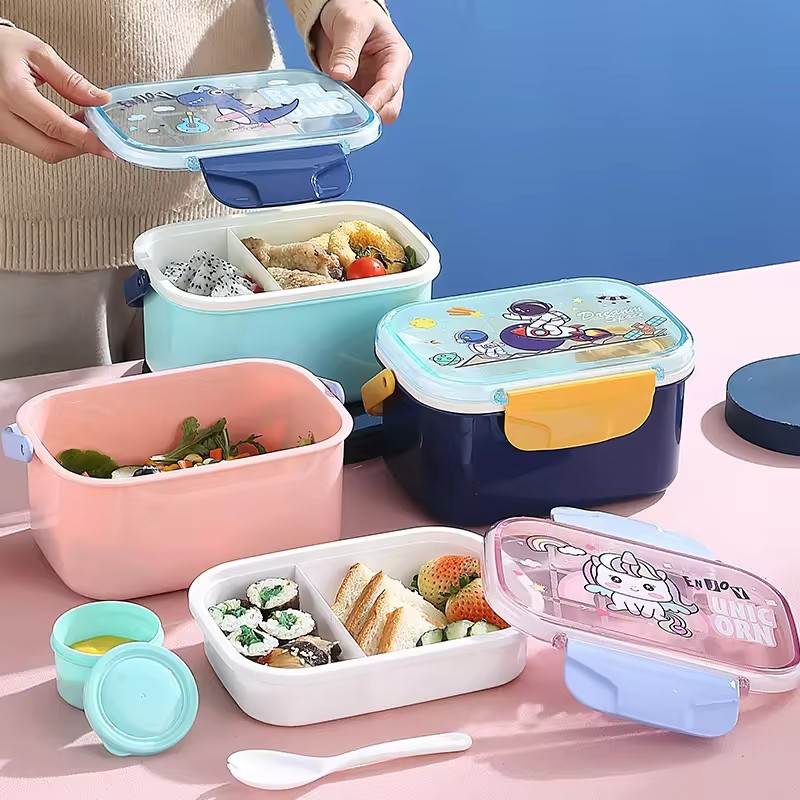 Lunch Box Susun Anak Karakter 2 Sekat 1600ml (Free Sendok + Tempat Kuah) (2572)