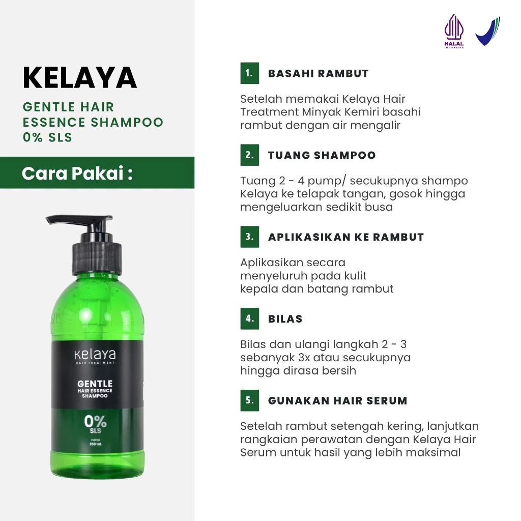 Kelaya Hair Treatment Gentle Hair Essence Shampoo 250ml - Non SLS