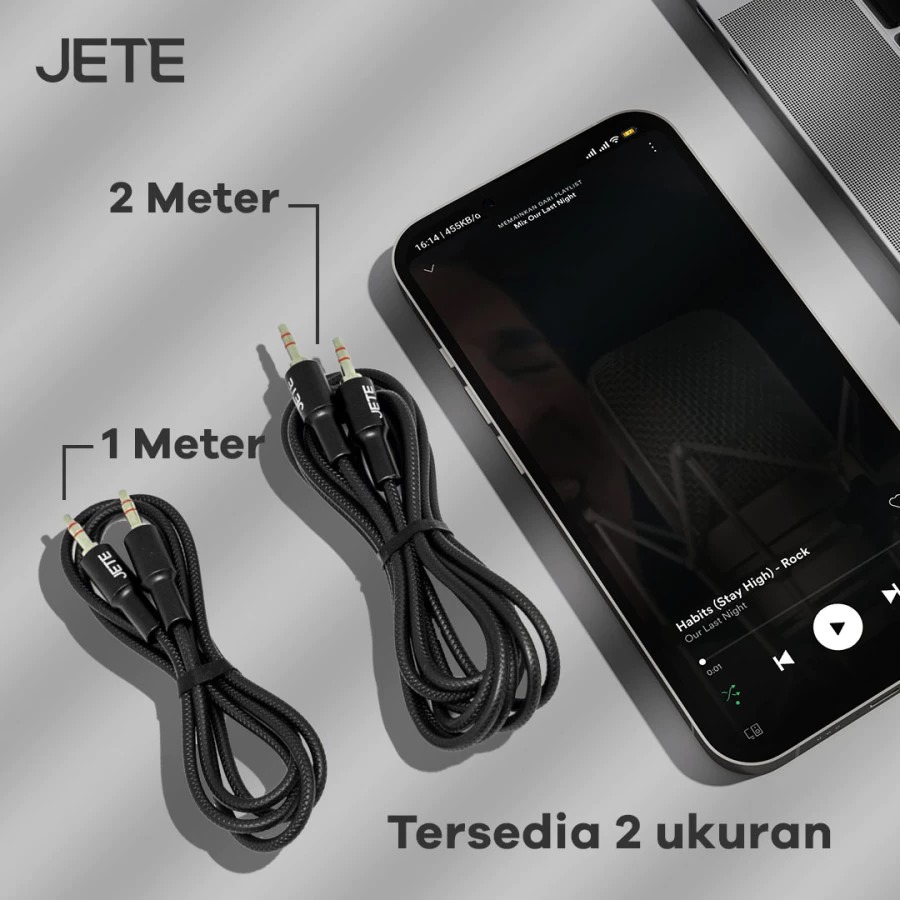JETE Kabel Aux Male to Male Stereo Audio Cable - 100cm (1M)