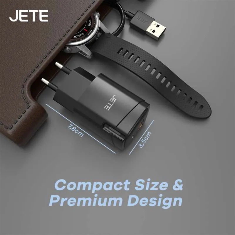 JETE Charger E31 Adaptor USB-C & USB-A + Kabel Type C to Lightning (20W)