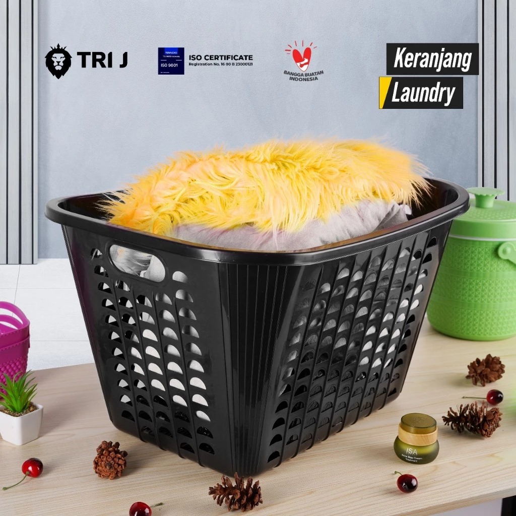 TRI J - Keranjang Laundry Pajero - HITAM (Keranjang Serbaguna Jumbo Bahan Plastik)