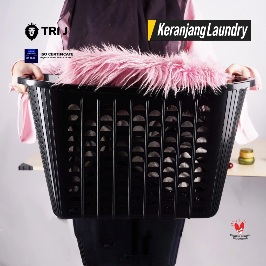 TRI J - Keranjang Laundry Pajero - HITAM (Keranjang Serbaguna Jumbo Bahan Plastik)