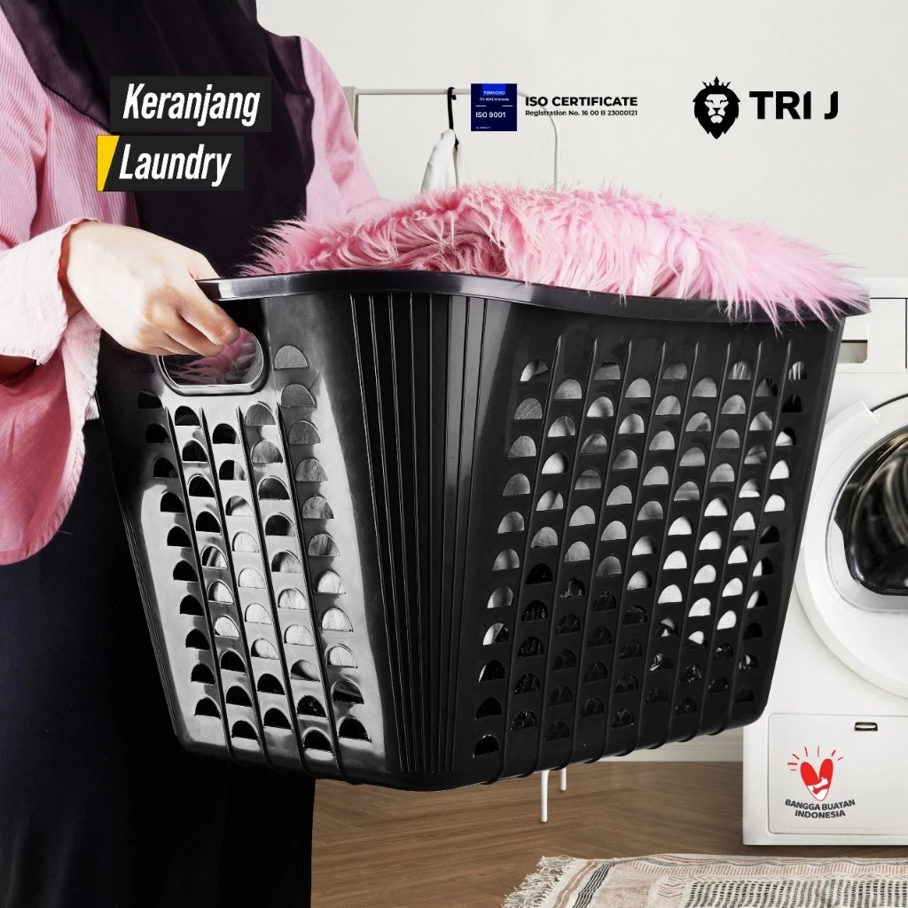 TRI J - Keranjang Laundry Pajero - HITAM (Keranjang Serbaguna Jumbo Bahan Plastik)