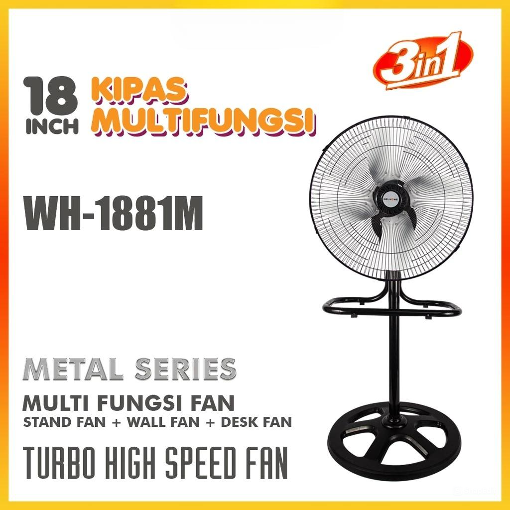 Welhome Kipas Angin Berdiri WH-1881M 3in1 Bahan Metal 60Watt
