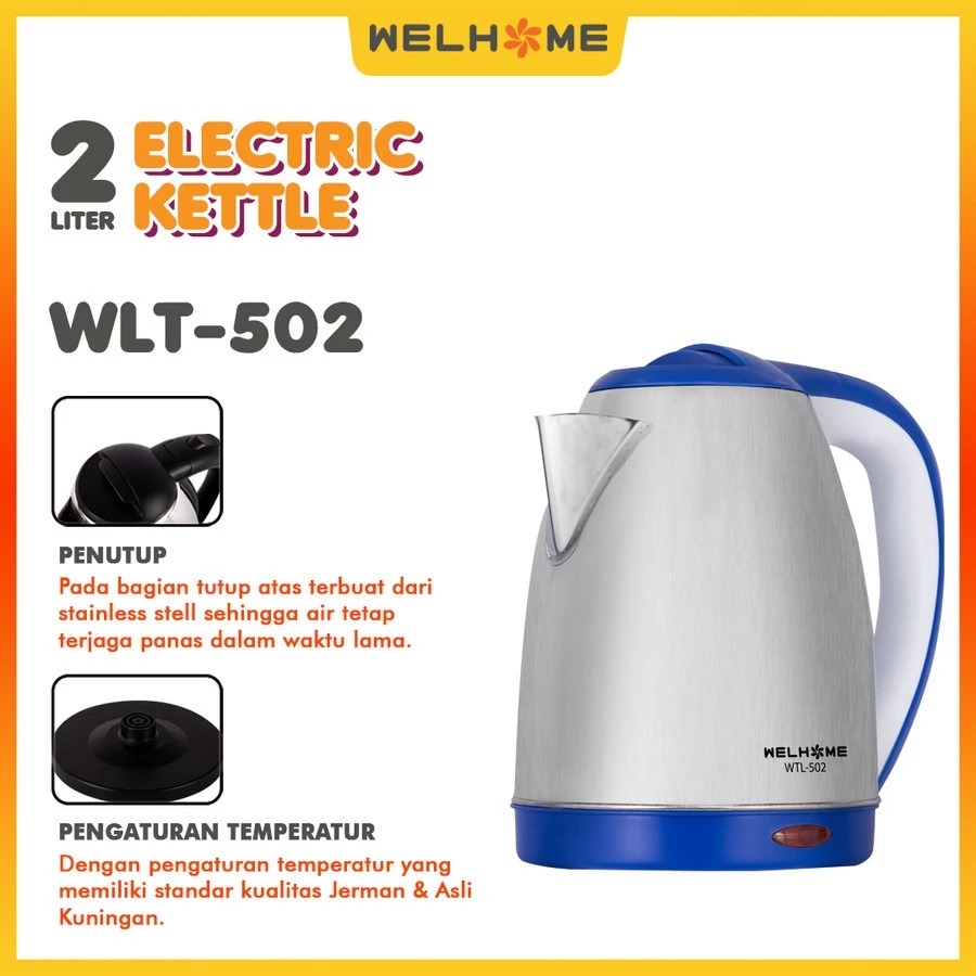 Welhome Electric Kettle WTL-502 2 Liter - Teko Elektrik
