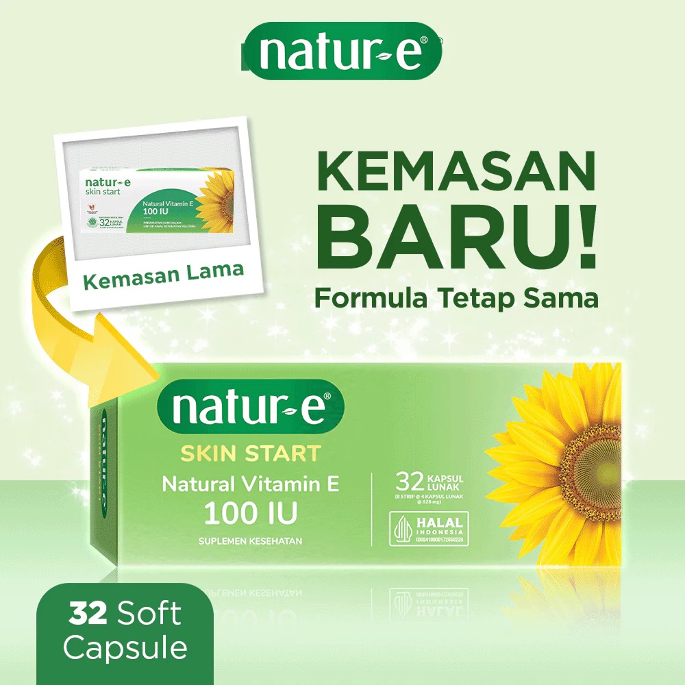 Natur-E Skin Start Natural Vitamin E 100 IU Supplement Soft Capsule 32s - Vitamin E Suplemen Kesehatan