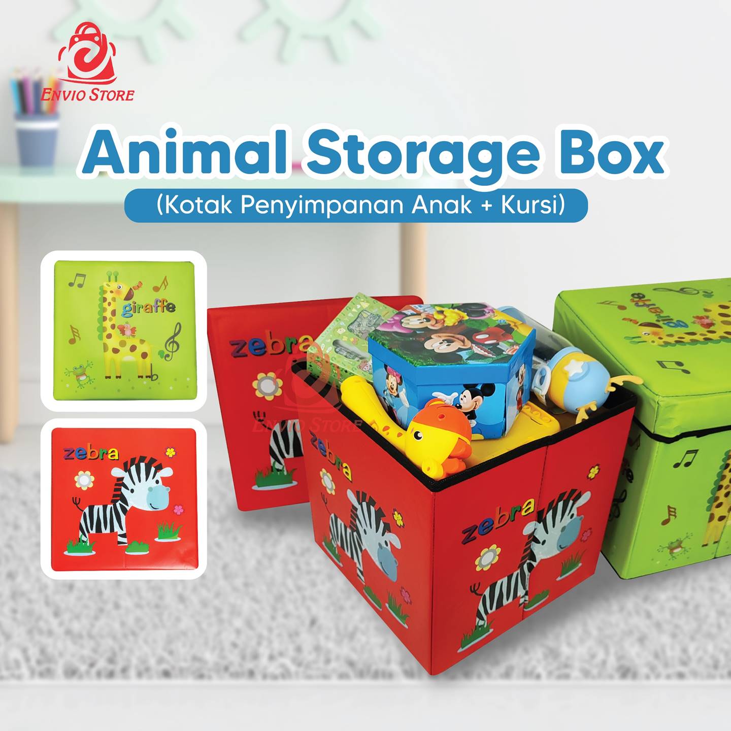 Animal Storage Box - ZEBRA (Kotak Penyimpanan Anak + Kursi)