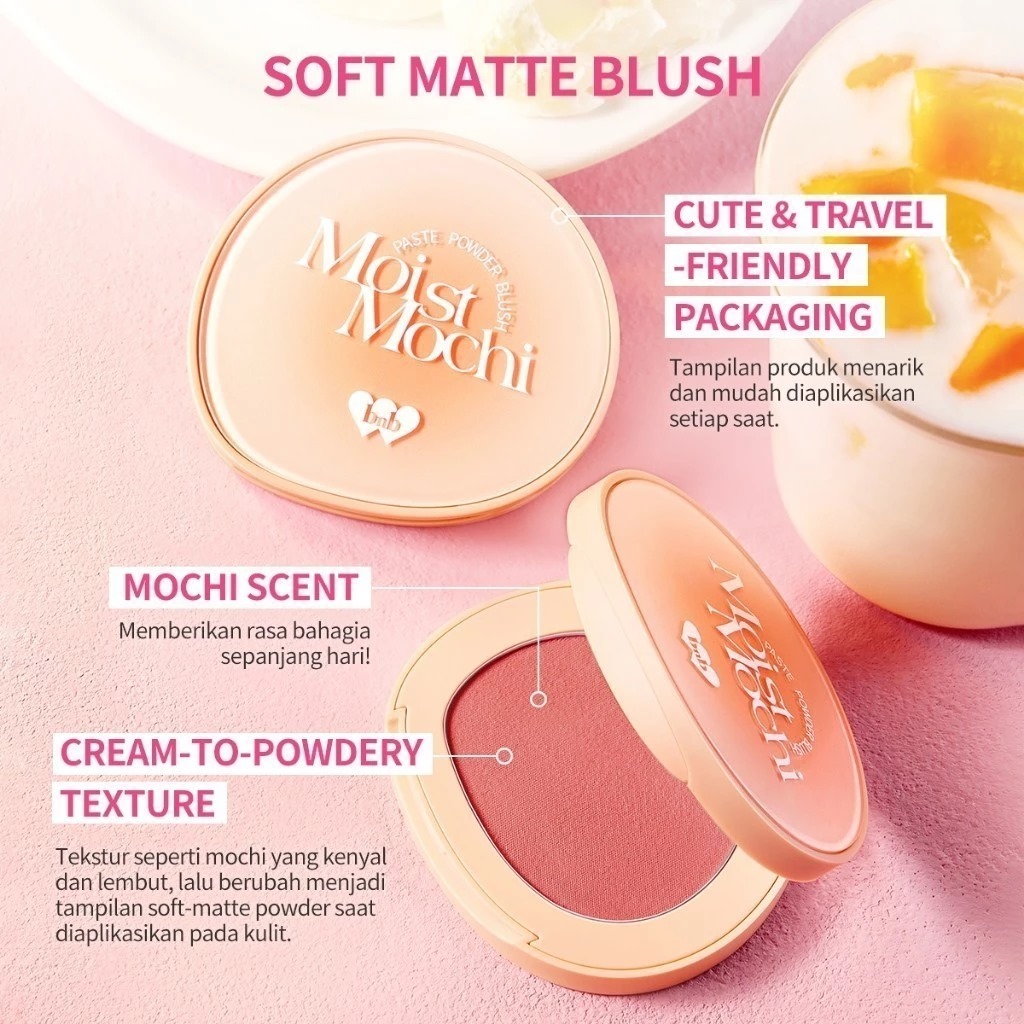 BNB Barenbliss Moist Mochi Paste Powder Blush 4.5gr - 02 Peachy Beach