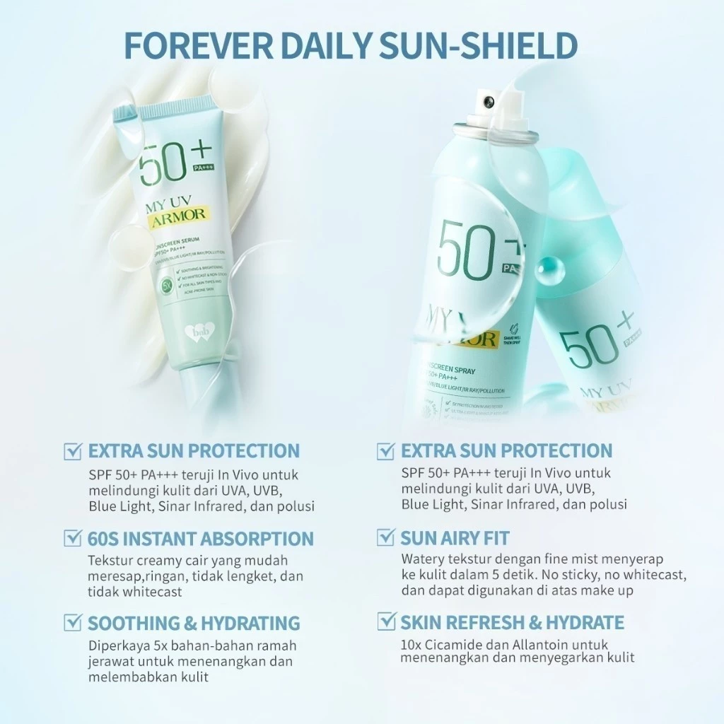 BNB Barenbliss My UV Armor Sunscreen Serum SPF50 PA++++ 30gr (Acne Prone Skin Friendly)