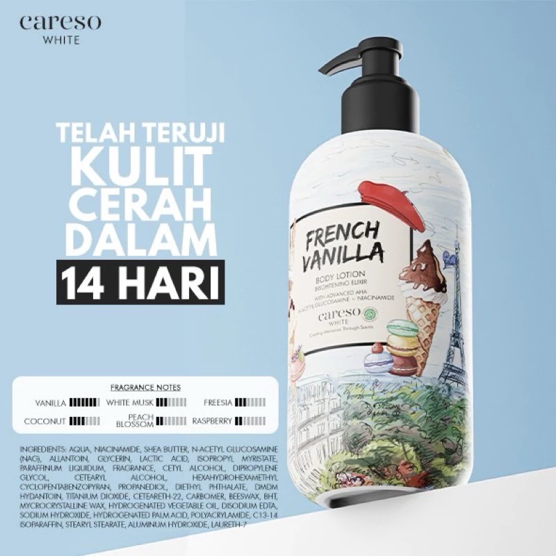 Careso Body Lotion Brightening Elixir 300ml (Pump) - French Vanilla