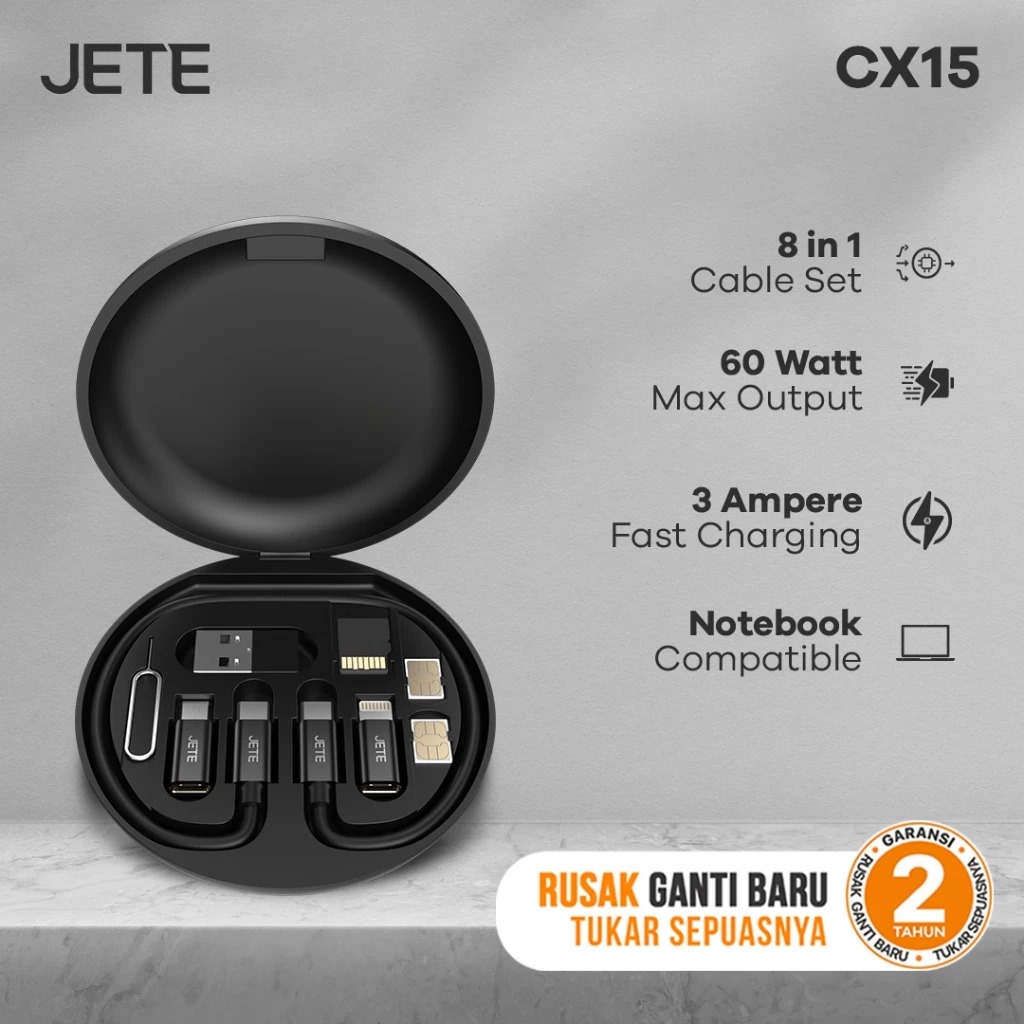 JETE Kabel Data Set 8in1 CX15 Series - Black