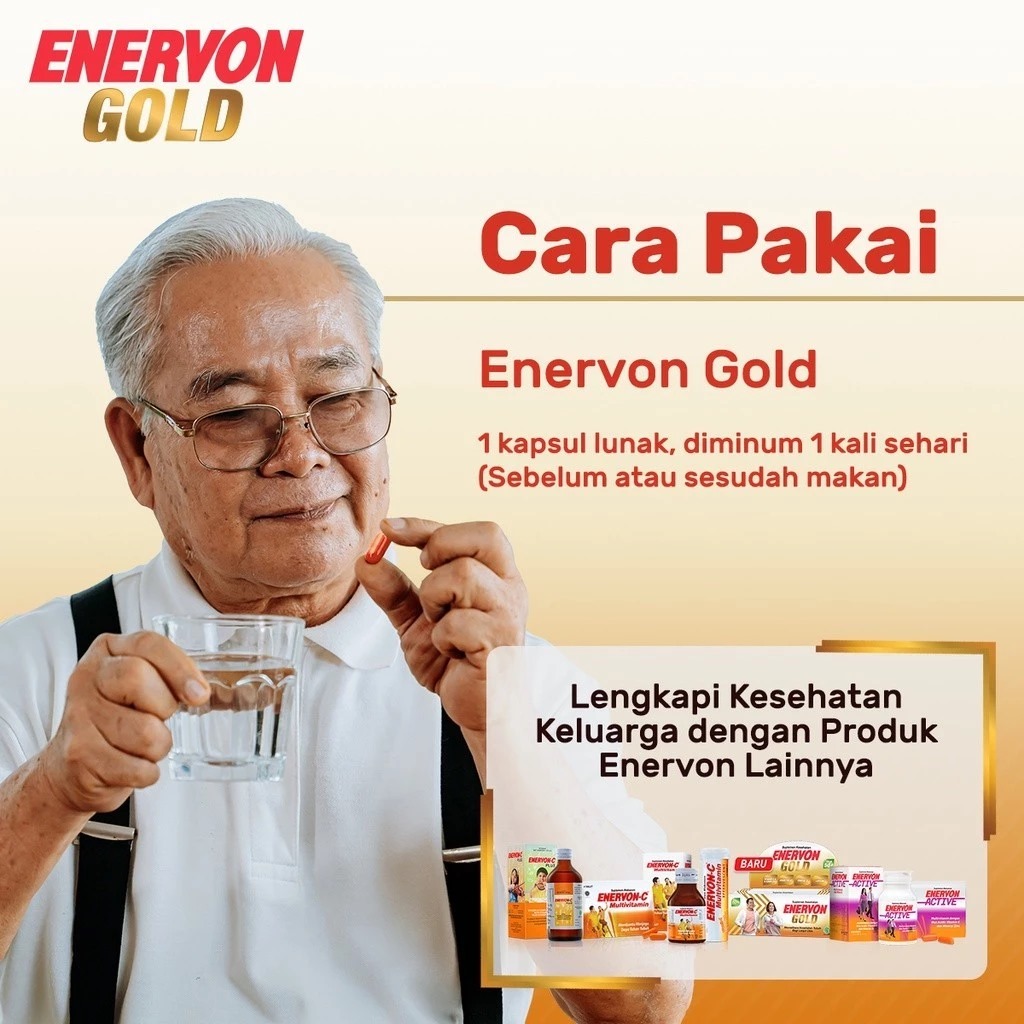 Enervon Gold (1 Strip 5 Tablet)  - Vitamin C dan B Complex Suplemen Kesehatan