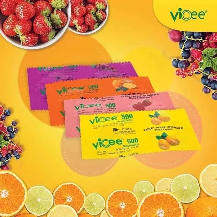 Vicee 500 Sweetlets Tablet Hisap Vitamin C (1 Strip 2 Tablet) - Rasa Anggur