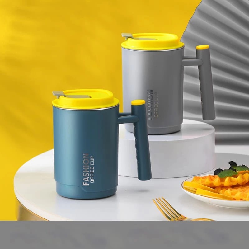 Office Cup Fashion 500ml - COKLAT (Mug Tahan Panas Dingin Free Sedotan) (055)