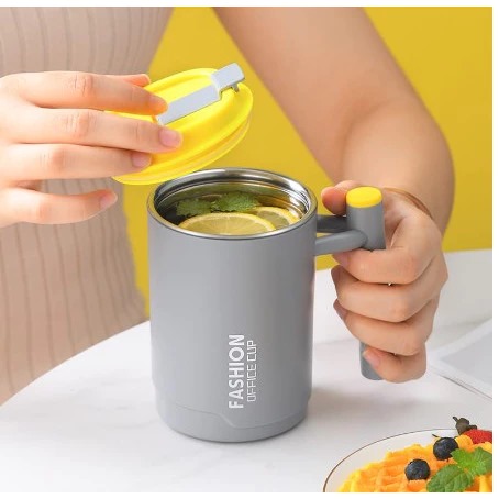 Office Cup Fashion 500ml - COKLAT (Mug Tahan Panas Dingin Free Sedotan) (055)