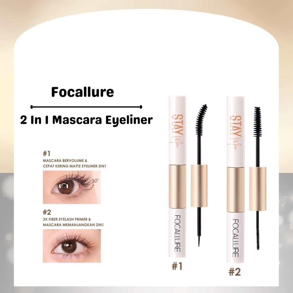 Focallure Stay Waterproof Mascara & Eyeliner 2in1 (FA160) - 01