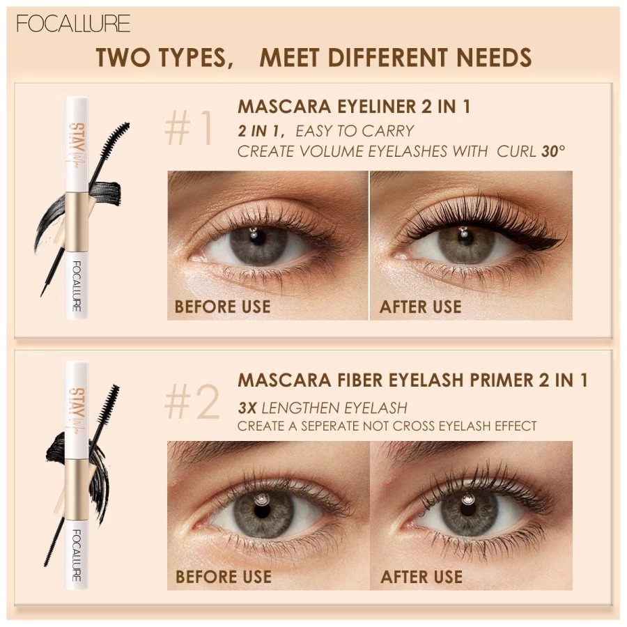 Focallure Stay Waterproof Lashprimer & Mascara 2in1 (FA160) - 02