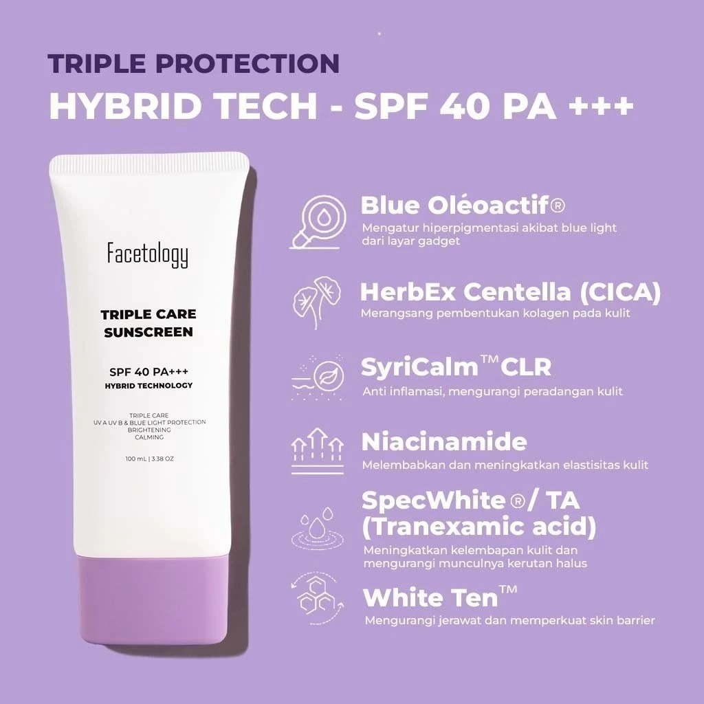 Facetology Triple Care Sunscreen SPF40 PA+++ 100ml