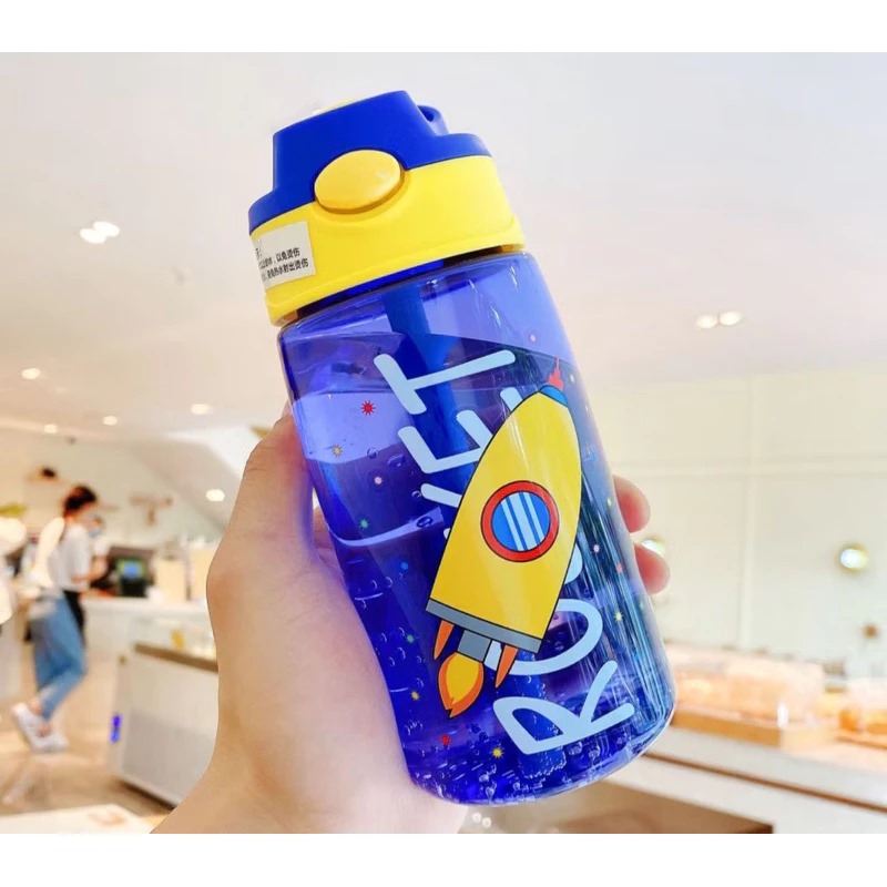 Botol Minum Warna Motif Transportasi 480ml - BIRU (BZ 276)