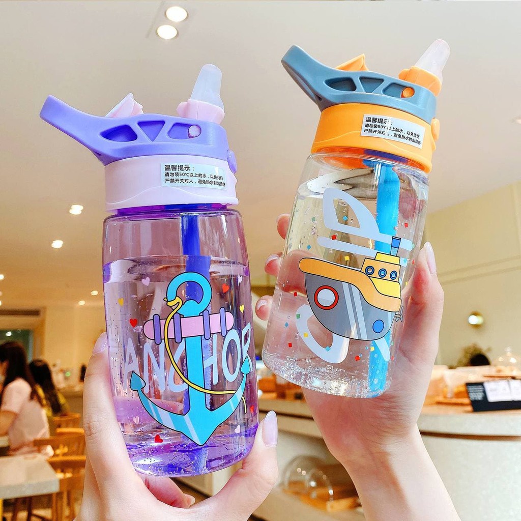 Botol Minum Warna Motif Transportasi 480ml - BIRU (BZ 276)