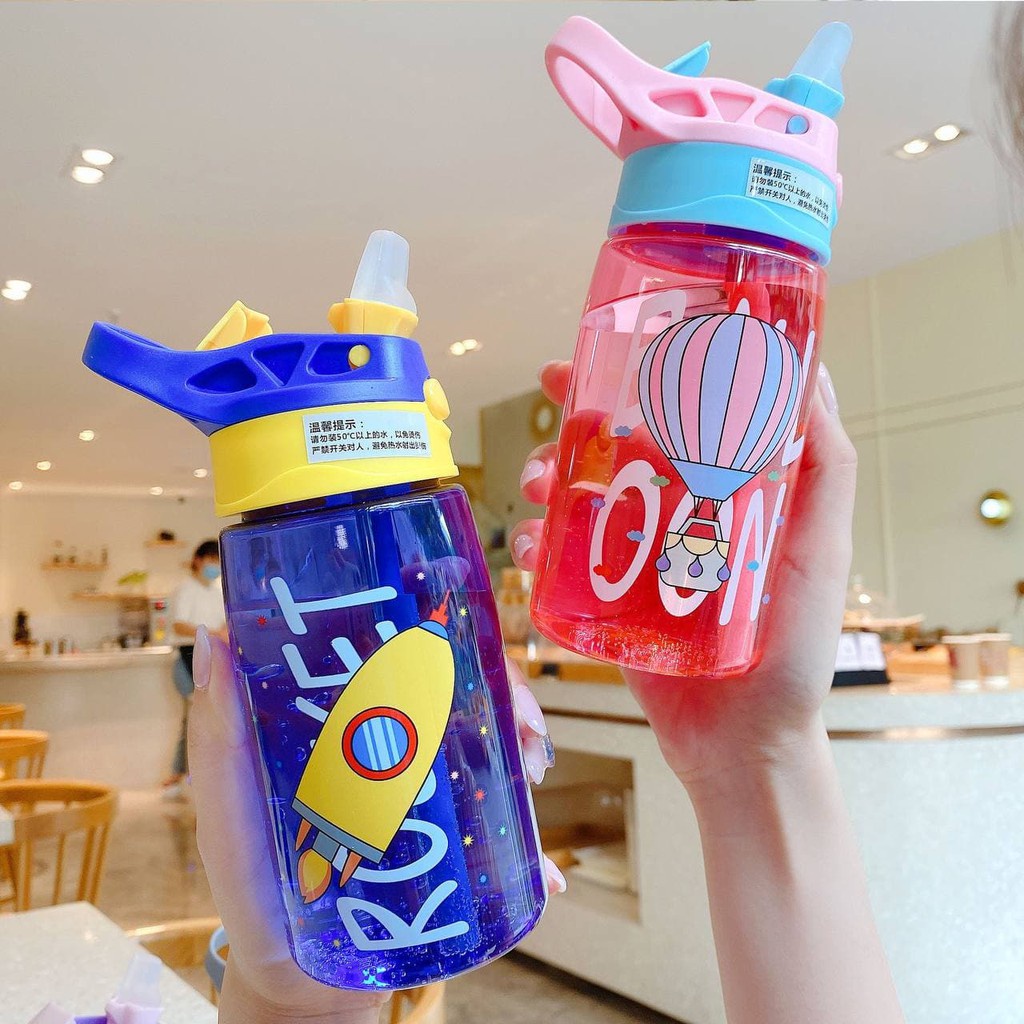 Botol Minum Warna Motif Transportasi 480ml - BIRU (BZ 276)