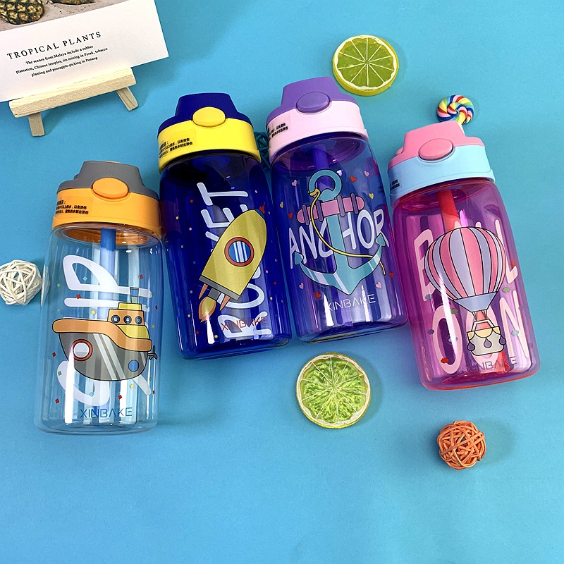 Botol Minum Warna Motif Transportasi 480ml - BIRU (BZ 276)