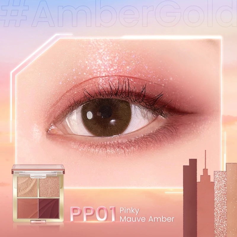 Focallure 4 Pan Eyeshadow Palette (FA314) 1.75gr - PP01 Pinky Mauve Amber