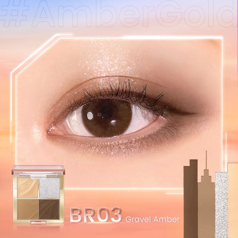 Focallure 4 Pan Eyeshadow Palette (FA314) 1.75gr - BR03 Gravel Amber
