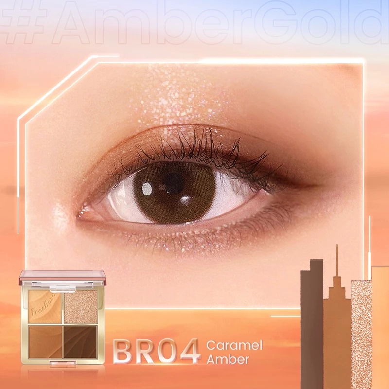 Focallure 4 Pan Eyeshadow Palette (FA314) 1.75gr - BR04 Caramel Amber
