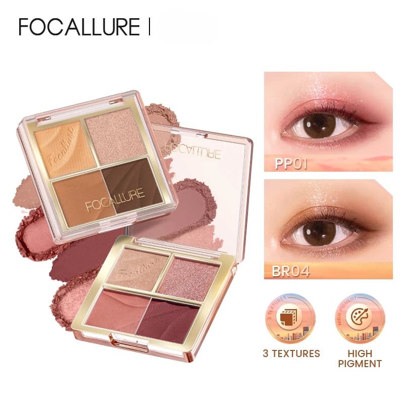 Focallure 4 Pan Eyeshadow Palette (FA314) 1.75gr - BR04 Caramel Amber