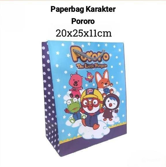Paperbag Karakter Pororo 20x25x11cm - Tas Belanja Hampers Ulang Tahun