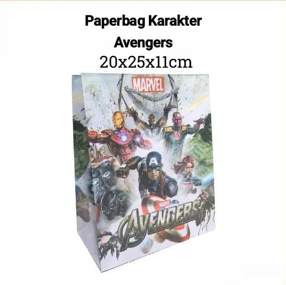 Paperbag Karakter Avengers 20x25x11cm - Tas Belanja Hampers Ulang Tahun