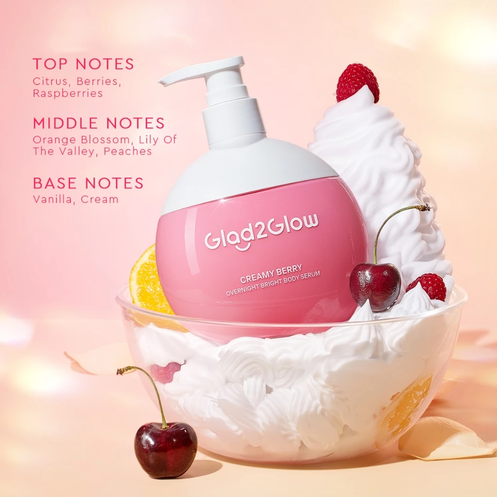 Glad 2 Glow Body Serum - Creamy Berry Overnight Bright 300ml
