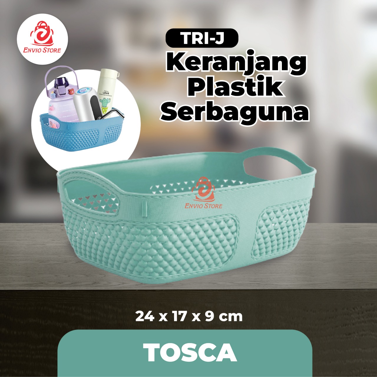 TRI J - Keranjang Plastik Serbaguna 24 x 17 x 9 cm - TOSCA