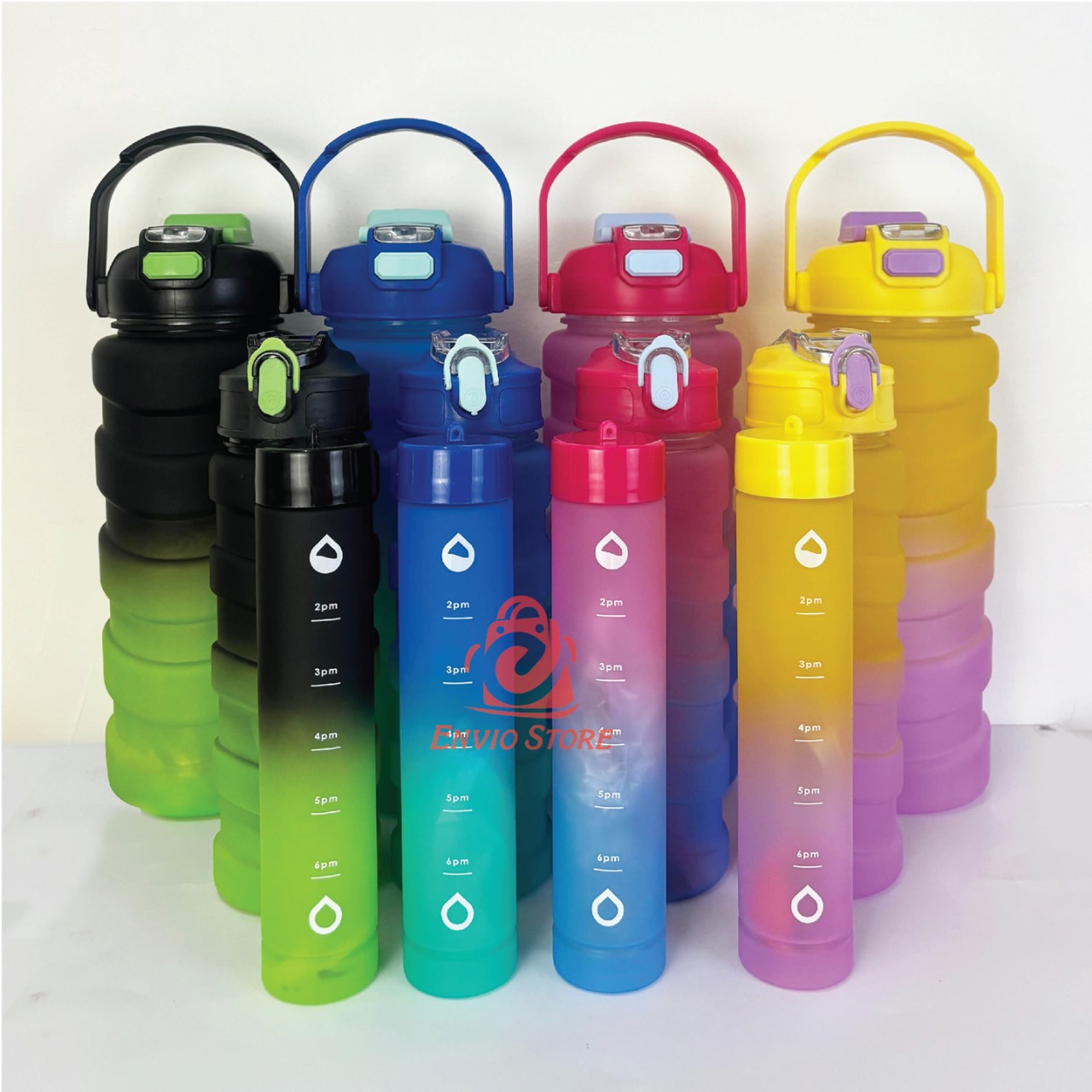 Botol Minum Rainbow 3in1 - Botol Isi 3 (Free Sedotan) (HX3138) - KUNING UNGU