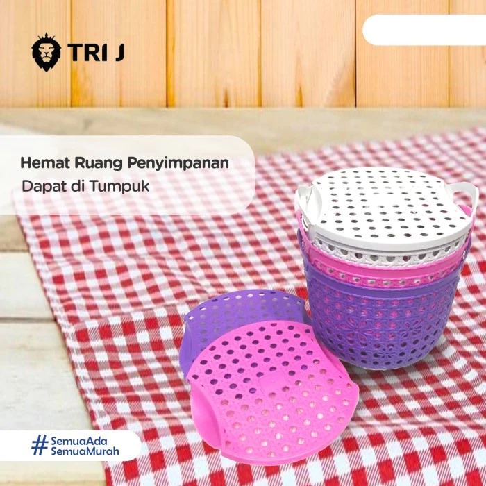 TRI J - Keranjang Parcel + Tutup - PUTIH (Keranjang Multifungsi / Keranjang Souvenir)