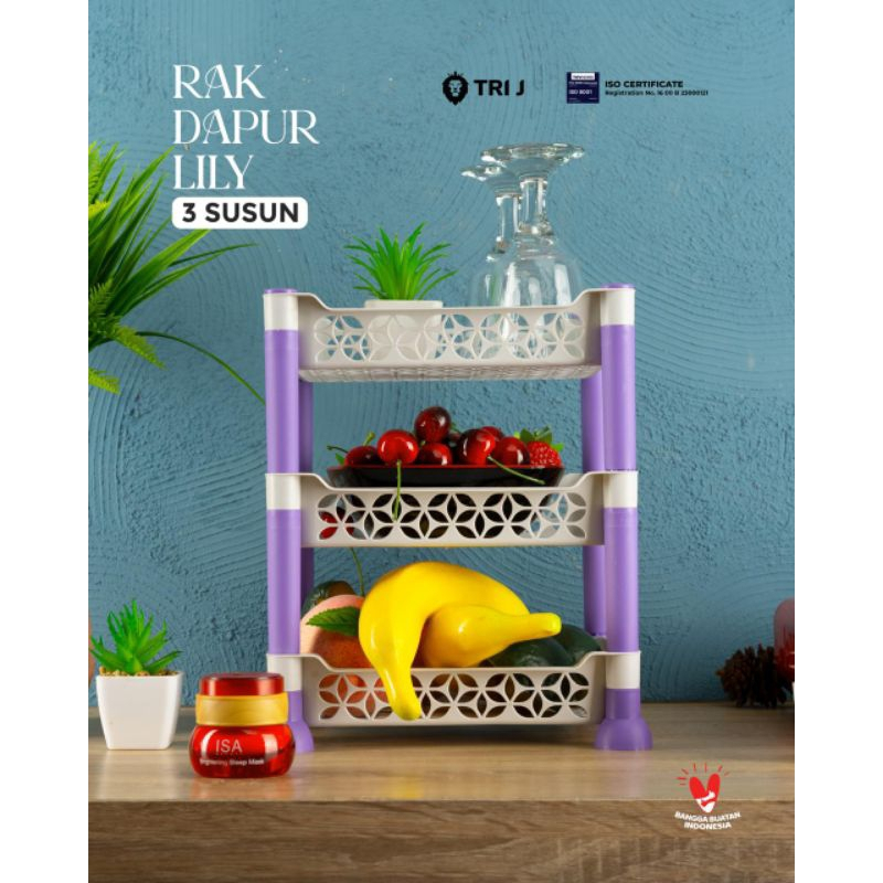 TRI J - Rak Dapur 3 Susun - HIJAU (Rak Penyimpanan Dapur)