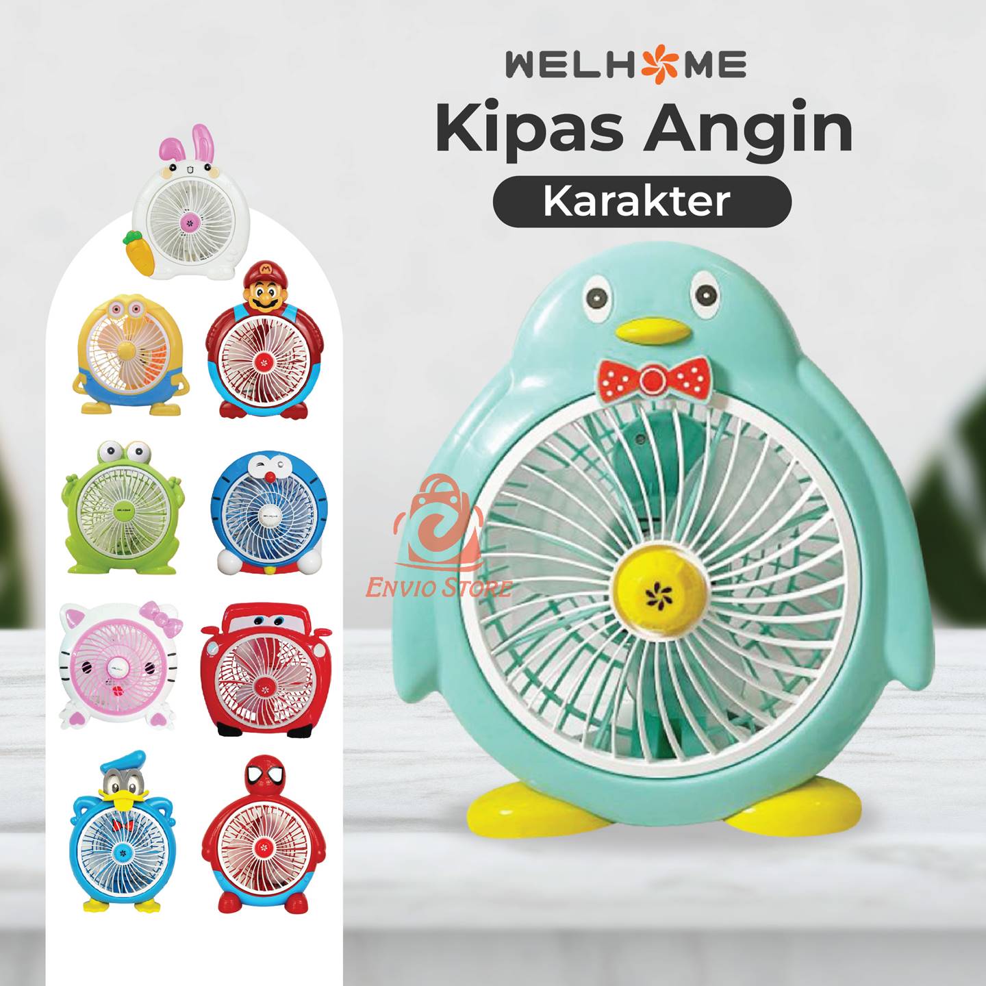 Welhome Kipas Angin Listrik Karakter - MINION (WH-180M)