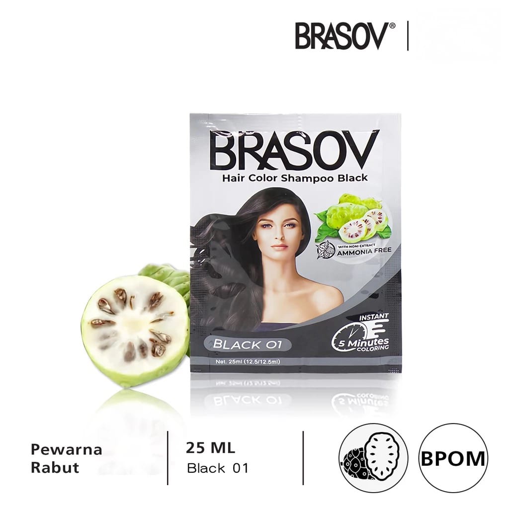 Brasov Hair Color Shampoo 25ml - 01 Black