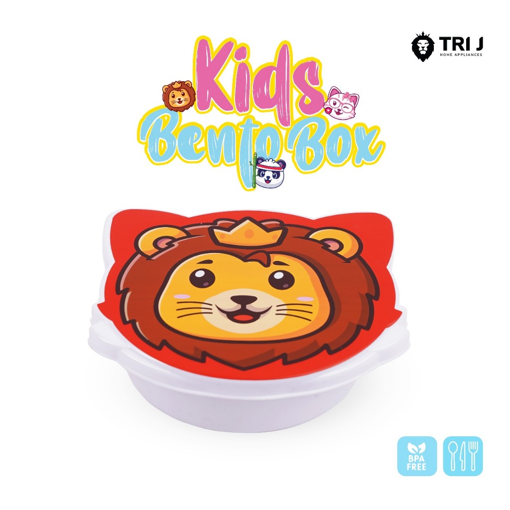 TRI J - Kids Bento Box - MERAH LION (Kotak Bekal Anak Motif Lucu)