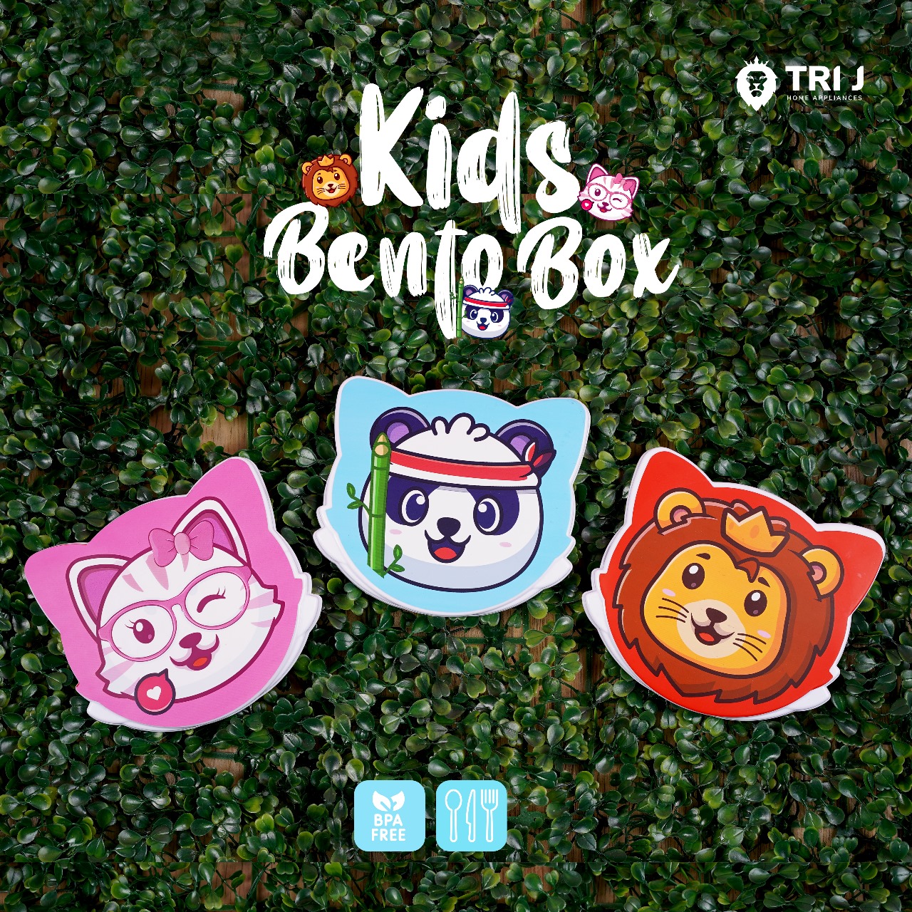 TRI J - Kids Bento Box - MERAH LION (Kotak Bekal Anak Motif Lucu)