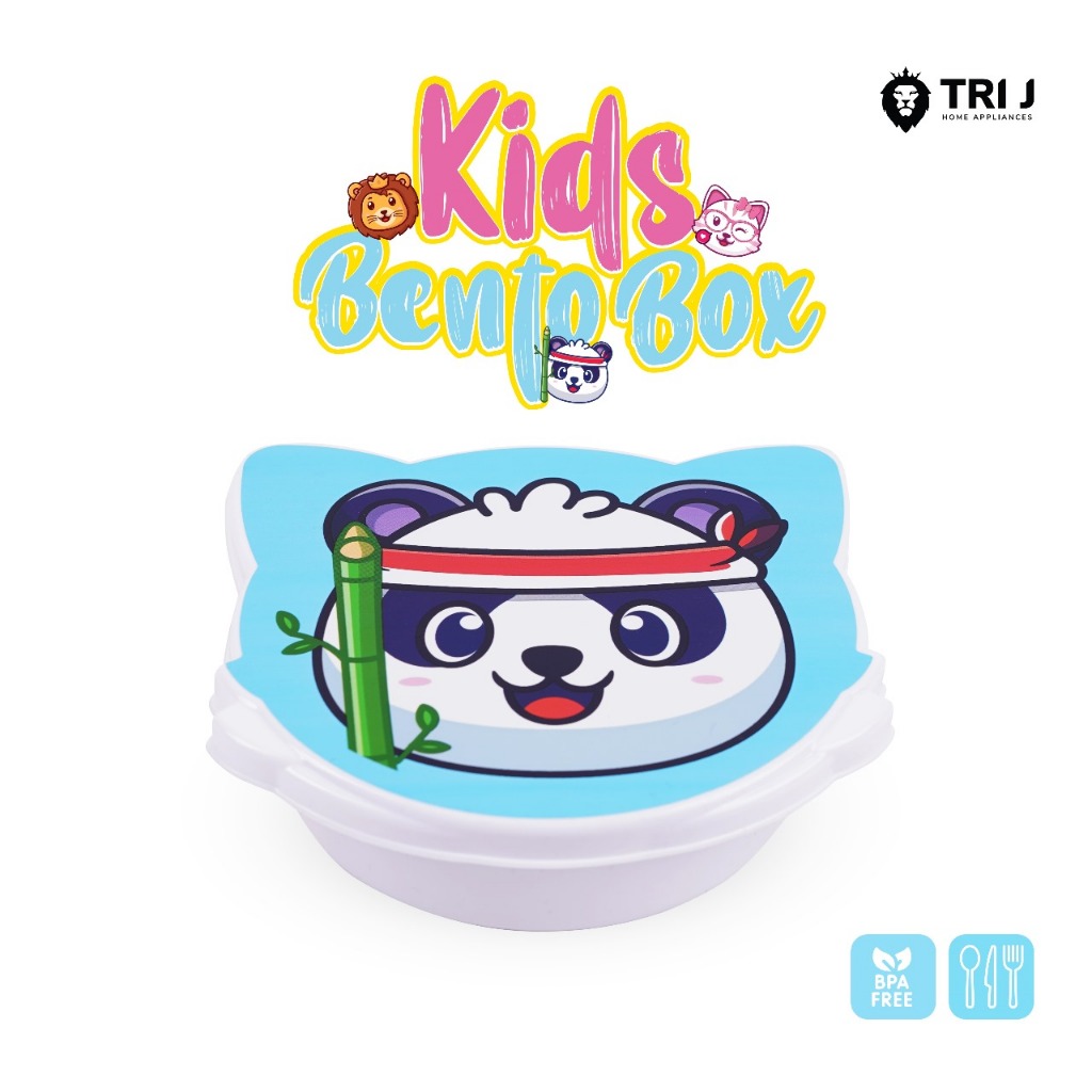 TRI J - Kids Bento Box - BIRU PANDA (Kotak Bekal Anak Motif Lucu)