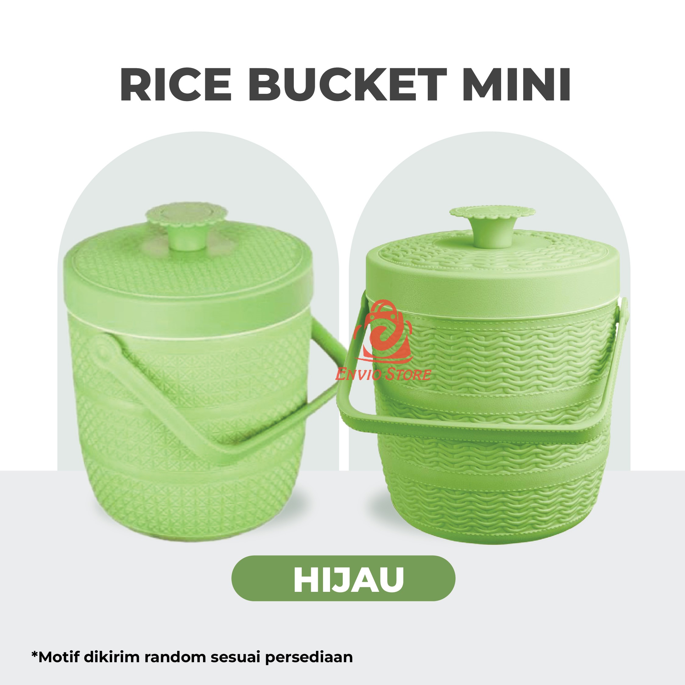 TRI J - Mini Rice Bucket Motif Rotan - BIRU (Termos Nasi & Es) 3,5L (Kode 6.5)