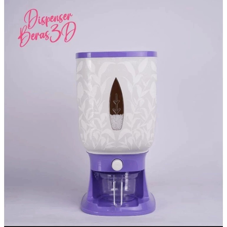 TRI J - Dispenser Beras Motif 10kg - UNGU (Tempat Penyimpanan Beras / Rice Box)