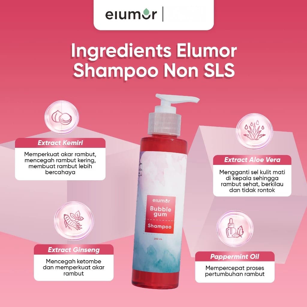 Elumor Shampoo Non SLS 200ml - Bubblegum