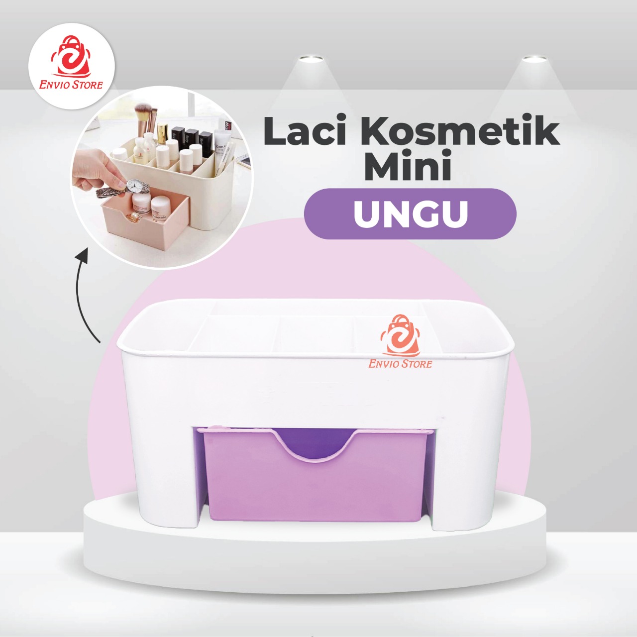 TRI J - Laci Kosmetik Mini - UNGU (Rak Kosmetik Plastik)