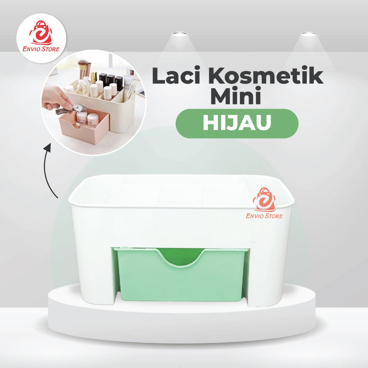 TRI J - Laci Kosmetik Mini - HIJAU (Rak Kosmetik Plastik)